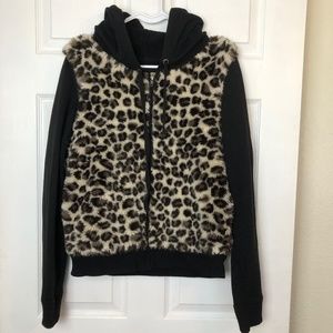 Leopard Print PINK by Victoria's Secret Black Hoodie